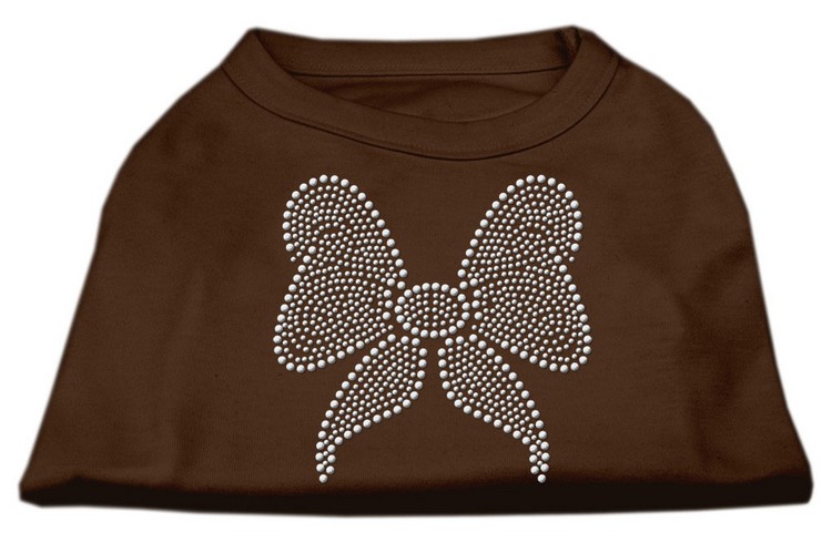 Rhinestone Bow Shirts Brown XXL